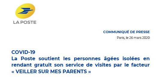 Opération « Veiller sur mes parents » par La Poste